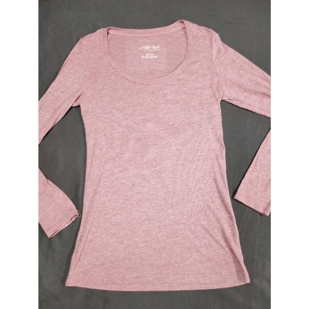 Active Basics Women's Heathered Pink Long Sleeve Blouse